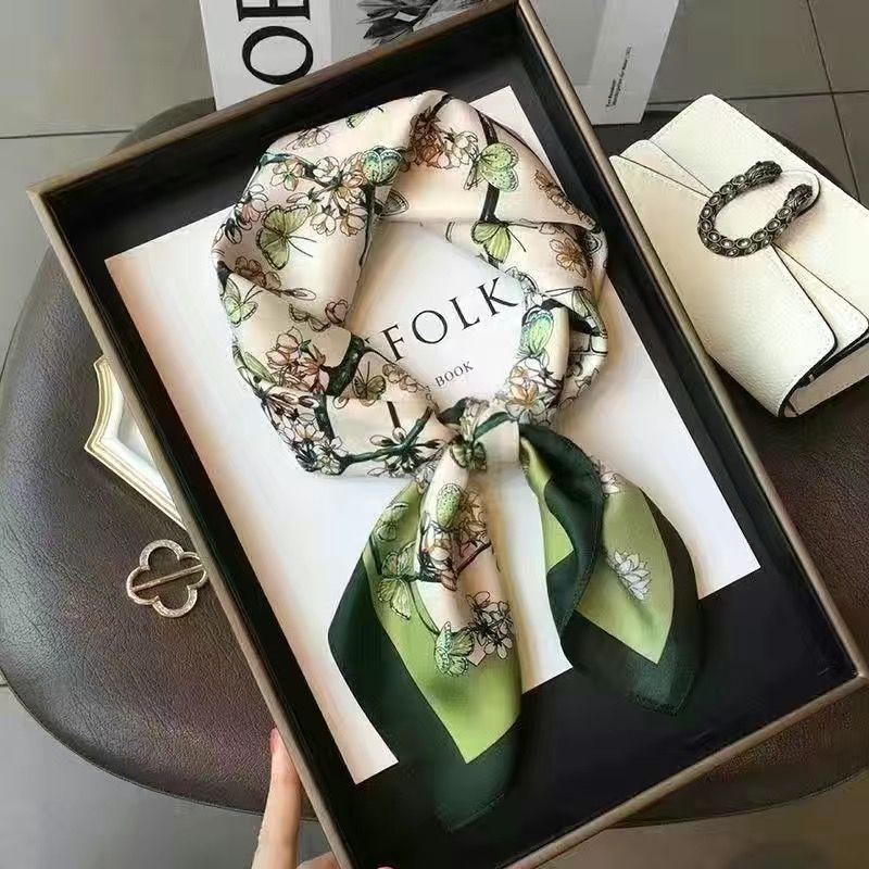 Korejský Paisley Módní Bavlněno-Lněný Malý Čtvercový Šátek pro Ženy | Profesionální Dekorativní Šátek na Krk 2v1 Šál & Vnější Vrstva