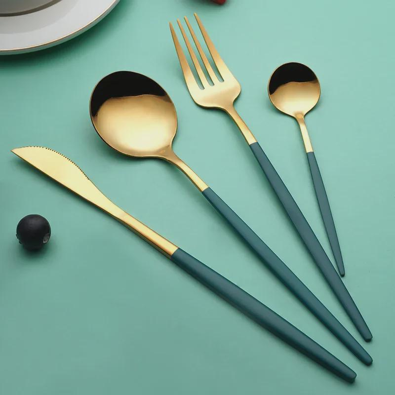Portuguese Tableware Set: Stainless Steel Knife, Fork, Spoon - 4-Piece Western Steak Gift Box