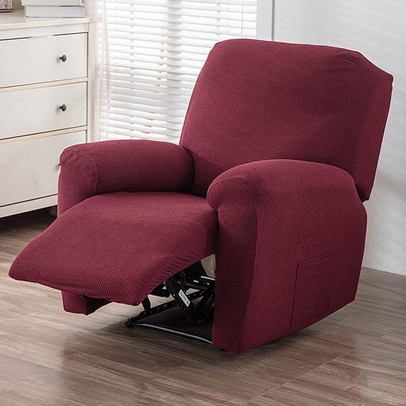 4Pcs/Set Water Repellent Recliner Sofa Cover Polar Fleece Single Relax Armchair Case Elastic Chair Slipcover Furniture Protector