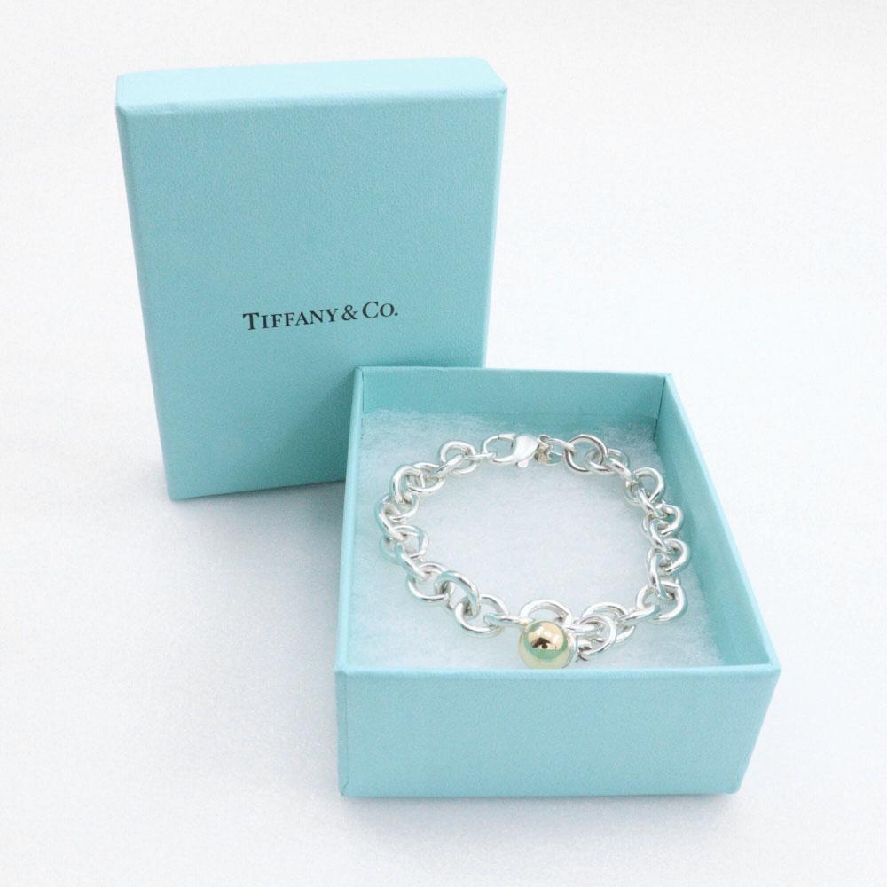 TIFFANY&Co. Hardware Dunkle Ball Bracelet Silver925/K18 Yellow Gold 33.7g Women Used