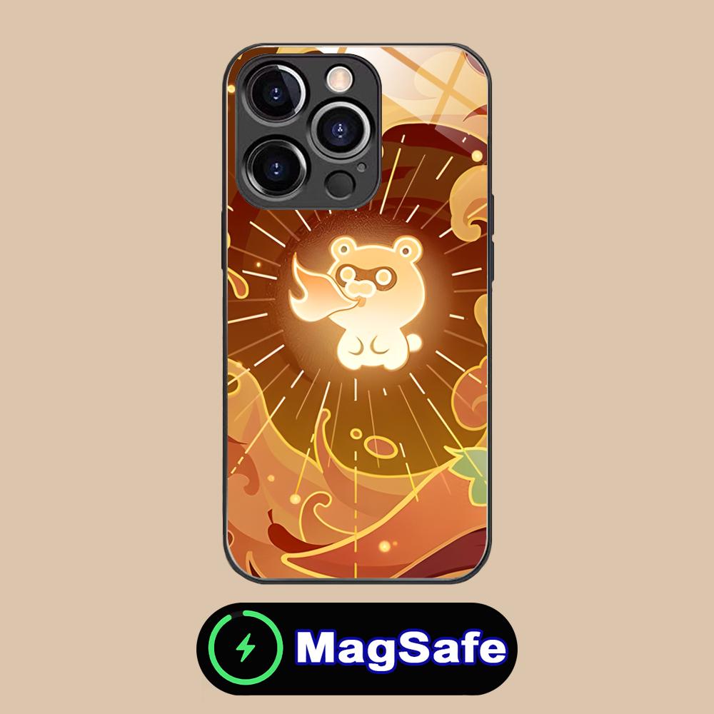 Game GI Xiangling Glass MagSafe Mobile Phone Case for iPhone 17 16 15 14 13 12 11 Air Pro Max Plus Mini Colorful Cover