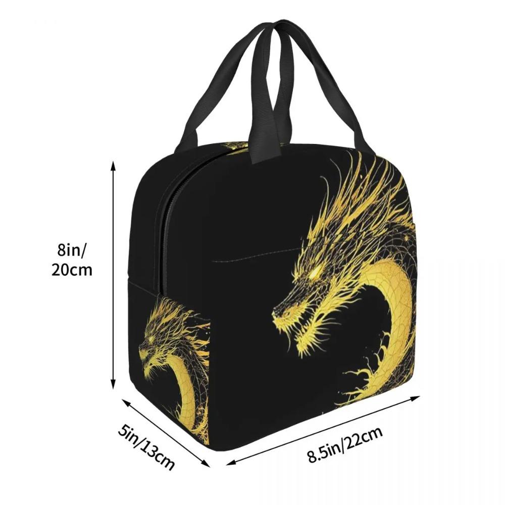 Golden Dragon Pattern Insulated Lunch Bag for Kids School Cooler Thermal Food Box Tote Portable Lunch Boxes Container