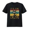 Lustiges KATZEN T-Shirt Es ist in Ordnung Ich bin Alles ist vintage gewaschen Lässig Unisex Bequem Dehnbar Vielseitig mode streetwear