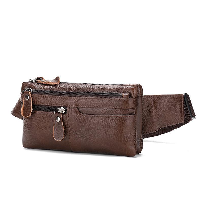 

Деловая сумка на пояс для мужчин из мягкой кожи PU, сумка через плечо, офисная мужская нагрудная сумка темно-коричневого