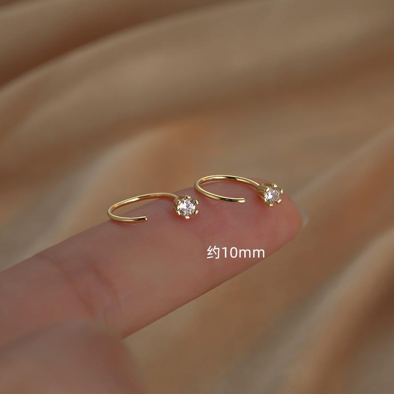 

Korean micro-inlaid zircon ins small fresh ear hook fashion temperament earrings versatile simple daily small earrings women