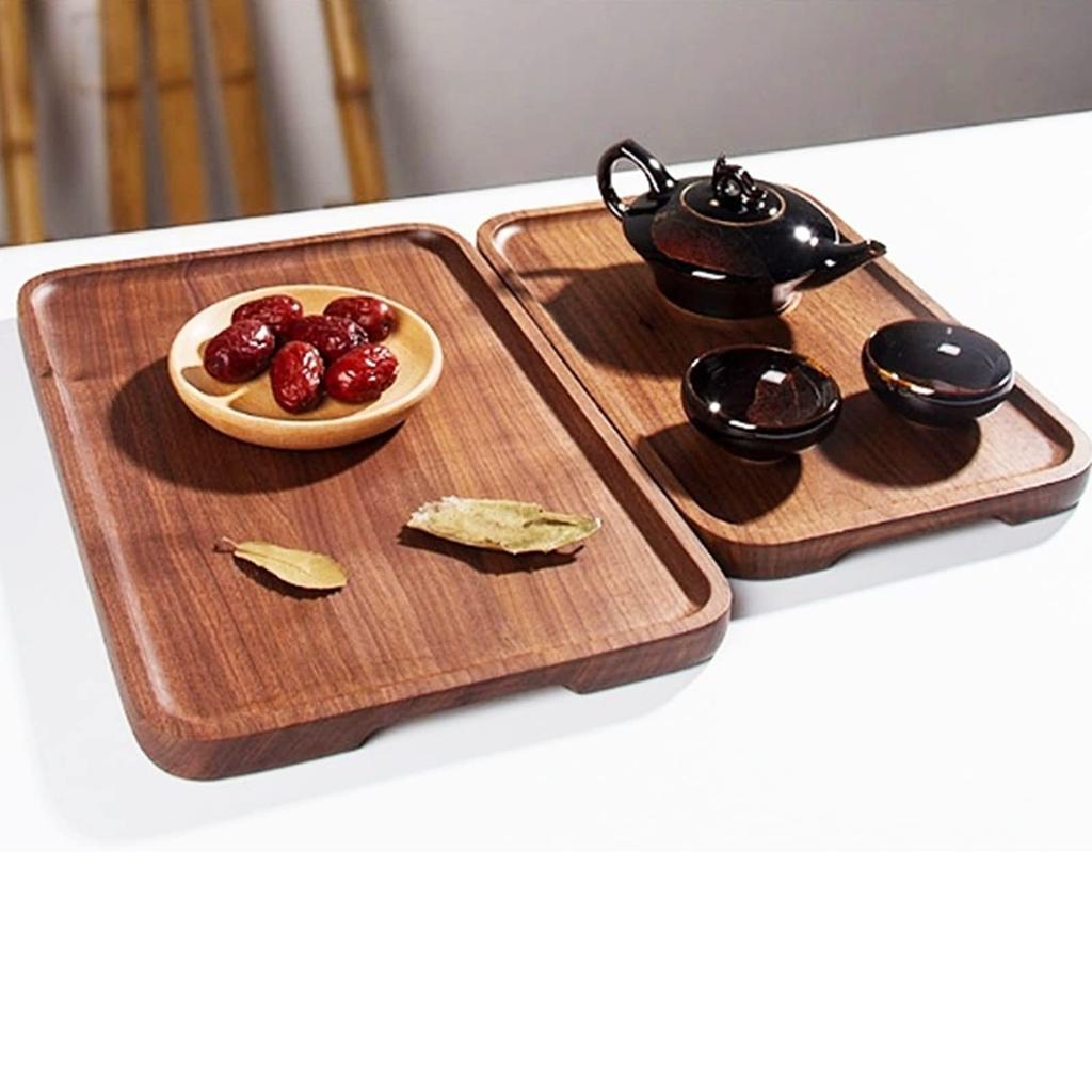 Heizi Wooden Tray, Walnut, Non-Slip, Large, Stylish, Perfect for Cafes