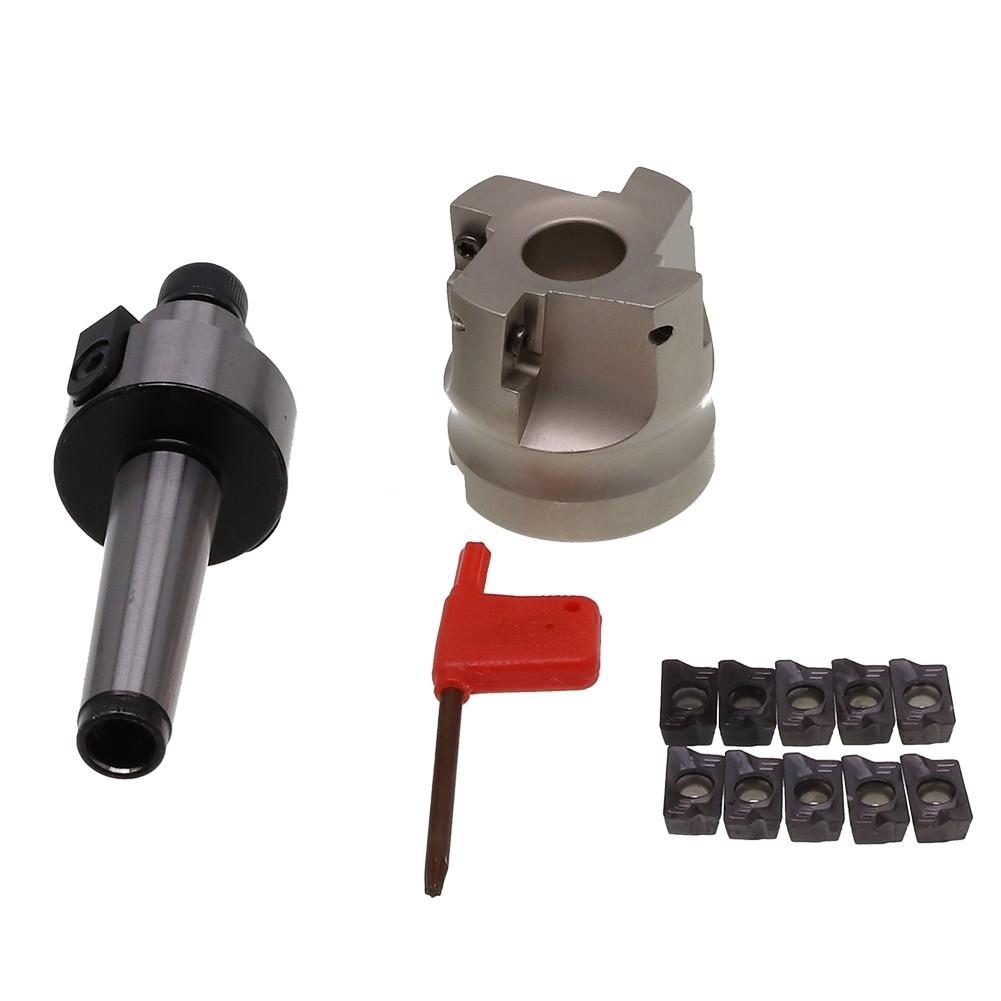 4 Flutes MT2-FMB22 400R Face End Mill Cutter 50mm+10pcs APMT1604 Carbide Inserts