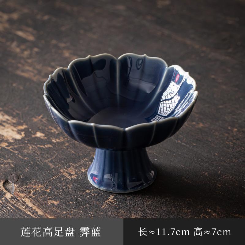 Čínská keramická mísa na ovoce na vysoké noze Zenová mísa na občerstvení pro Buddhu Talíř na pečivo Vynikající talíř na svačinu na vysoké noze Zásnubní talíř