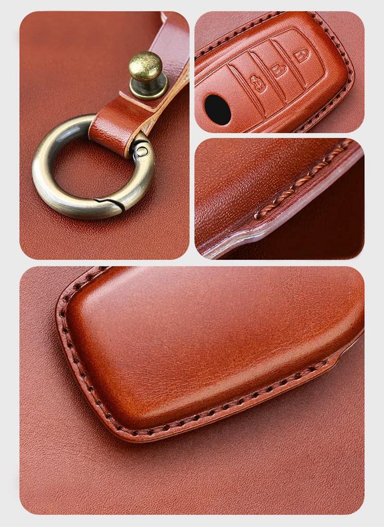 Stylish Toyota Smart Key Case with Red Leather Two-Button Keychain for Toyota Harrier 80 Series, Yaris Cross, Hilux, and Land Cruiser 200 Series