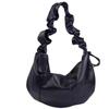 Harujio Hobo Bag, Gathered Bag, Half Moon Bag, Shoulder Bag, Women's, Large, Large Capacity, Ruffled, Crescent Moon Pattern, Shirring, Black and