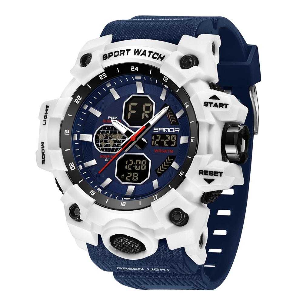 SANDA Top Luxury Watches Men Military Army Mens Watch Waterproof Sport Wristwatch Dual Display Watch Male Relogio Masculino