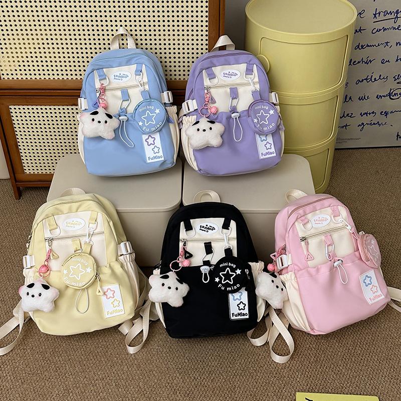 Schoolbag backpack cute girl schoolbag female Korean version star junior high school girl high school student large capacity high value backpack