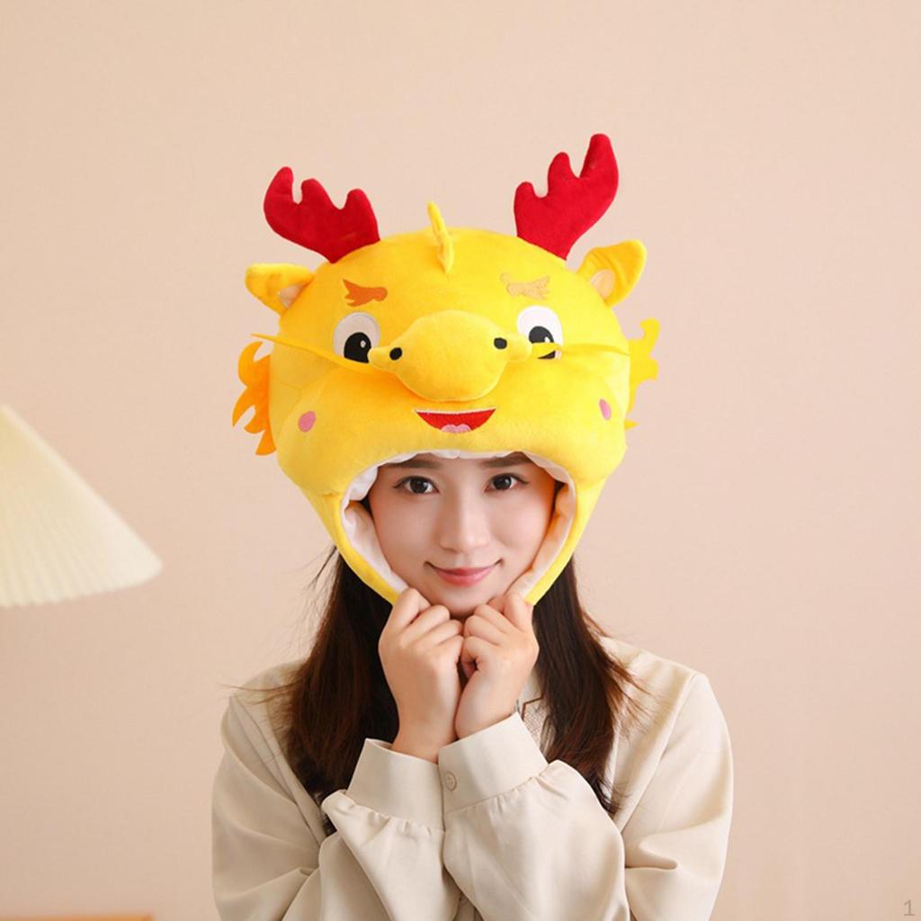 Plyšová dračí čepice Kreslené zvířecí oblečení Kluci Dívky Pohodlná Zábavná pokrývka hlavy Pokrývka hlavy pro