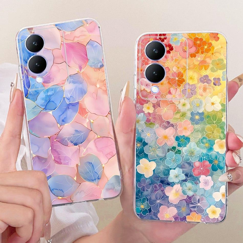 For Vivo Y17s Cute Flower Butterfly Cat Painted Case For Vivo Y17s Y 17S V2310 Soft Silicone TPU Phone Cases
