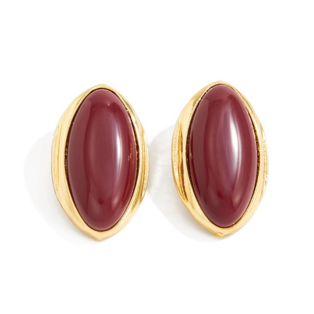 Elegant Style Oval Resin Finger Ring Simple Light Luxury Retro Earrings  Party