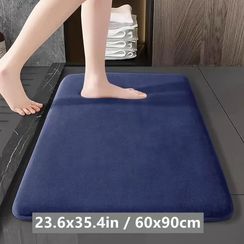 Coral Fleece Long Hair Absorbent Bathroom Mat Furry Shower Room Foot Wiping Mat Toilet Non-slip Mat Entrance Mat