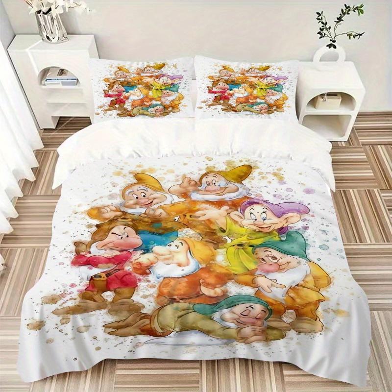 3pcs The Seven Dwarfs Quilt Set Soft and Comfortable Bedroom, Guest Room and Dorm Decor Bedding Set W096