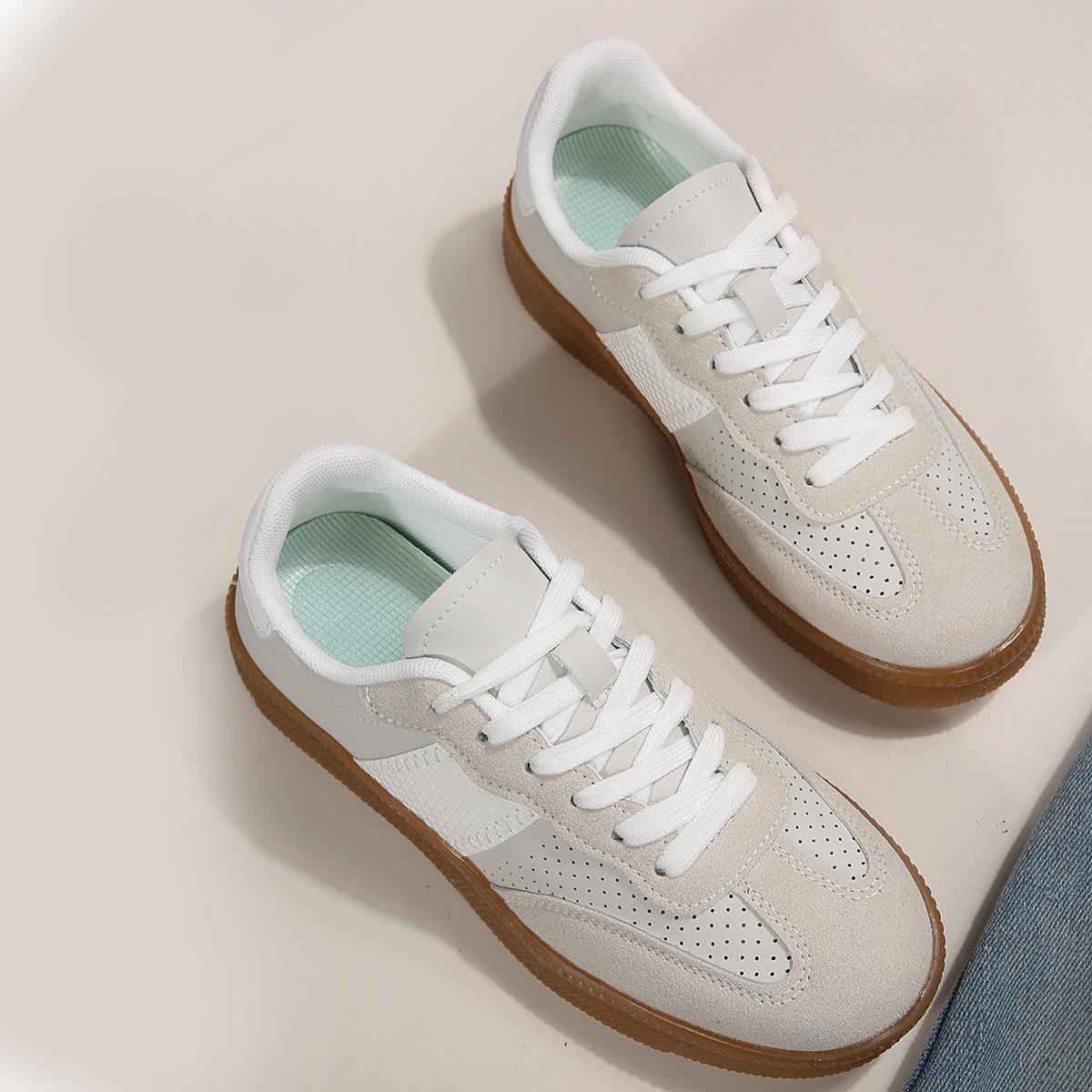 Весенне-осенние новые синие туфли Dexun на плоской подошве с кожаным верхом, универсальные женские туфли 36 бежевый