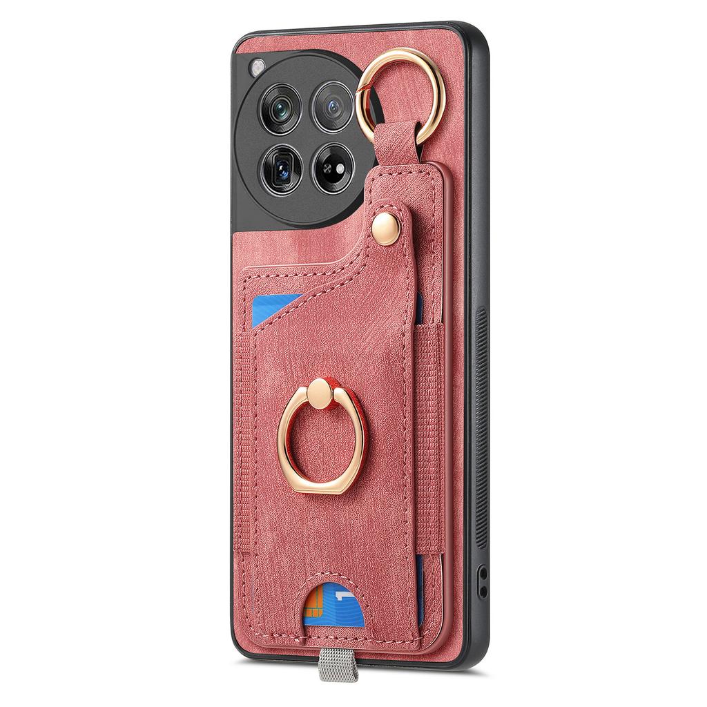 D6 For OnePlus 12 5G Case Leather+TPU Phone Cover with Ring Kickstand Card Bag