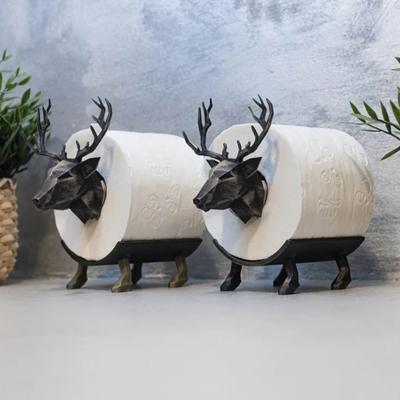 1/2Pcs Deer Toilet Paper Holder Tissue Rack Easy To Install Decorative Toilet