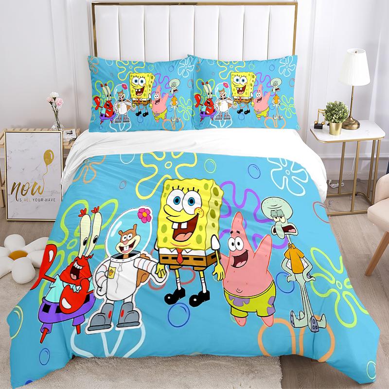 3Pcs Spongebob Friends Adventure Bedding Sets For All Sizes New 3D Printed Bed Cover Comforter Duvet Cover Pillowcase Bedroom Decoration