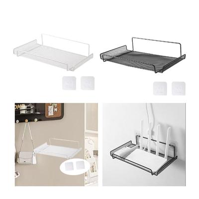 Router Shelf Wall Mount Shelf with Hooks Hollow Design Floating Shelf Wall Rack for Bedroom DVD Player Living Room