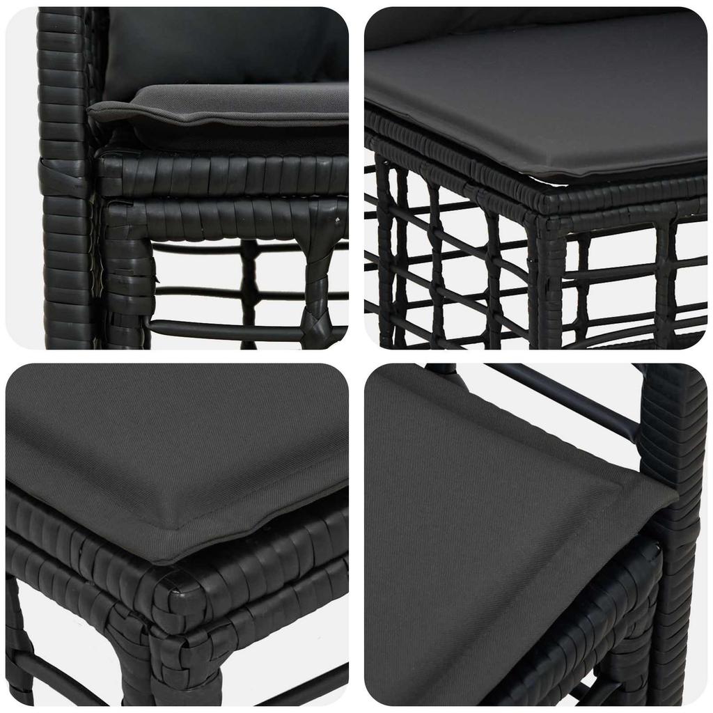 Outdoor Sofa Set 7 Pcs Black and Dark Grey Polyester