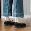 Retro suede British style flat Mary Jane women's shoes bow ballet shoes one pedal shallow mouth square head single shoes