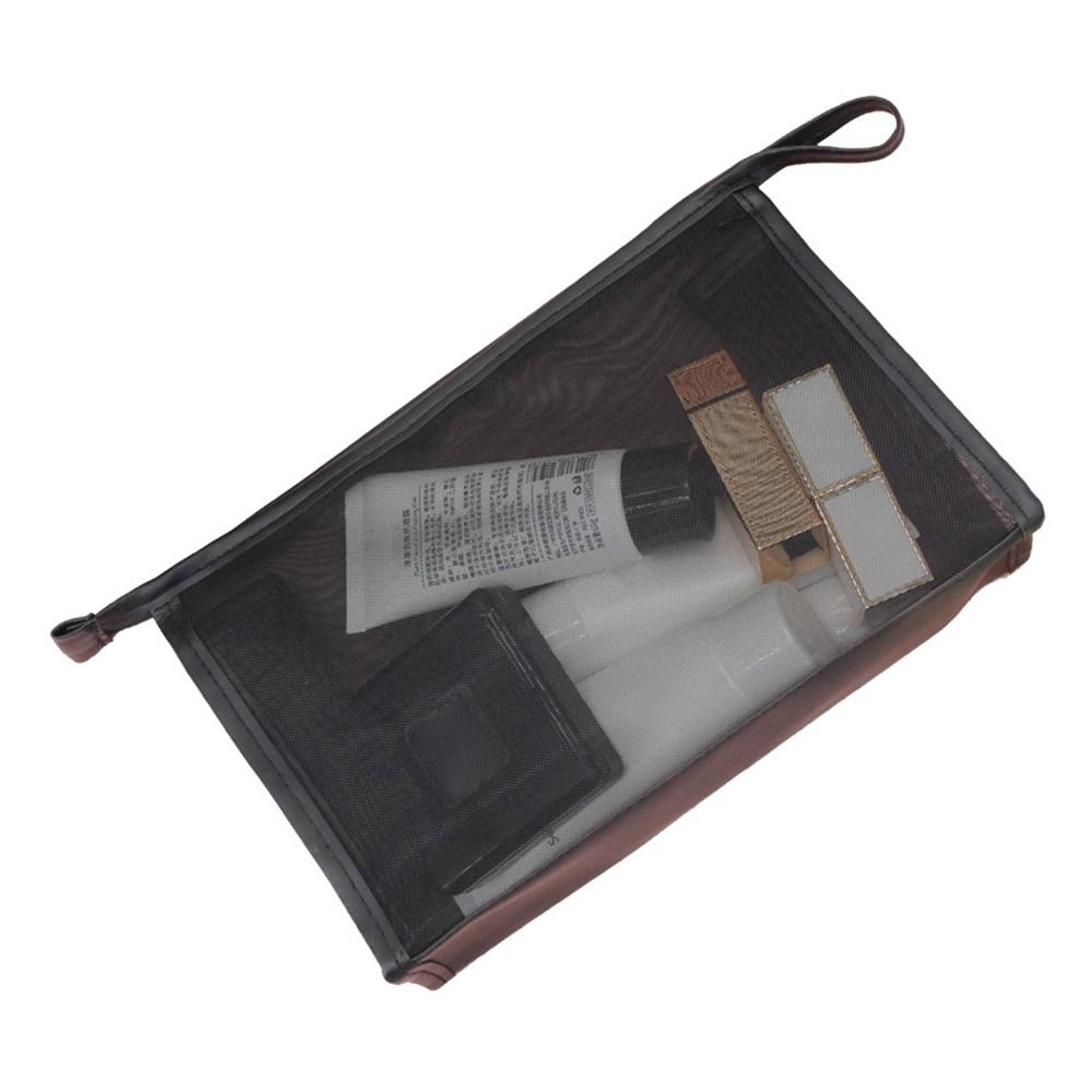 Mesh Transparent Makeup Bag Large Capacity Portable Lipstick Storage Bag Simple Style Toiletries Bag Cosmetic Storage