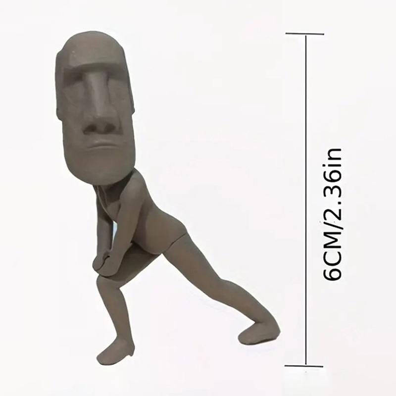 Creative Moai Statue Set Easter Island Moai Sculpture PVC Stretching Exercise Moai Decor Mini Desk Figurines Desktop Decoration