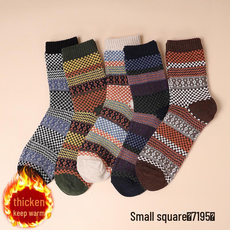 

Мужские трикотажные носки средней длины в стиле ретро — теплые осенние и зимние носки в японском стиле для людей среднего и пожилого возраста One Size