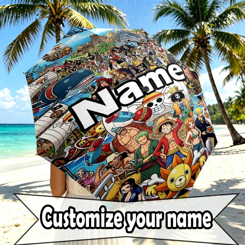 Custom Name Personalized One Piece Print Umbrella, Auto Open Close, 8‑Rib Sturdy Frame, Commute Camping Hiking Use, Birthday Gift