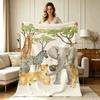 Weiche warme Flanelldecke mit Safari-Tierprint Ganzjahresdecke für Sofa Couch Bett Büro Wohnzimmer Heimdekoration