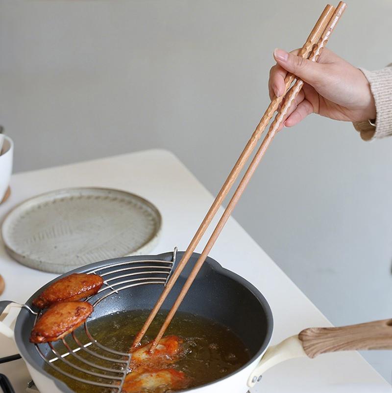 Japanese Extra Long Wooden Chopsticks Polished Beech Wood Anti-slip Chopsticks Chopsticks for Food Kitchen Cooking Tools KZ001
