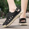 Men Sandals New Elastic Band Leather Hollow Breathable Comfortable Lightweight Summer Outdoor Beach Walking Sandals for Teen