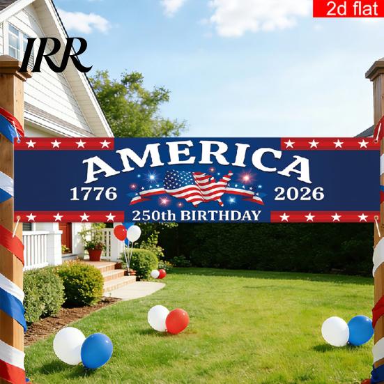Independence Day Decor 250th Anniversary Banner 6.5x1.5ft 250 Years of Freedom American Patriotic Decoration 1776-2026 Outdoor Party USA Porch
