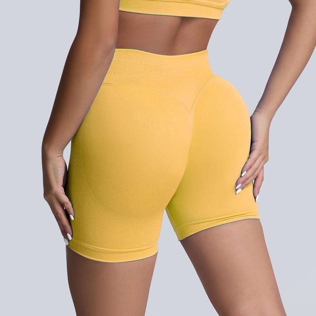 Seamless Matte High Waisted Yoga Shorts, Cinching And Lifting Hips, Tight Fitting Women'S Fitness Pants, Worn As Outerwear Running Shorts