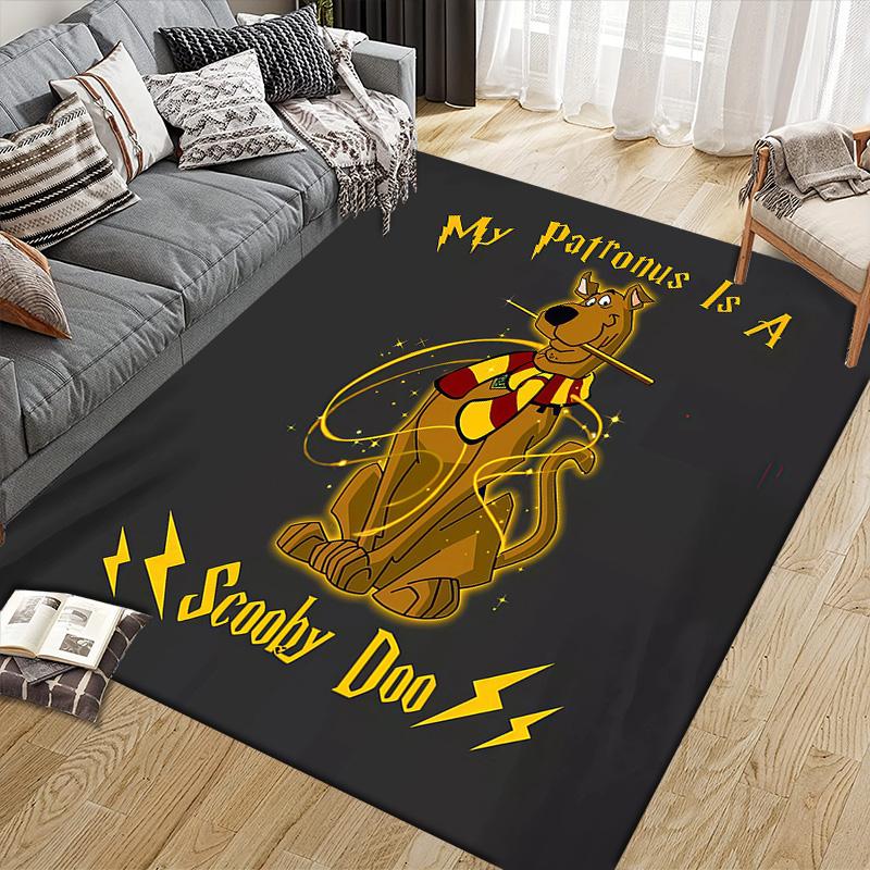 Scooby Flannel Pattern Square Carpet,Area Rug,Carpet Rug for Living Room Bedroom Sofa Playroom Decor,Non-slip Floor Mat