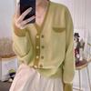 Frühling Strickjacke Frauen Koreanische Version Lose Feste Ausländischen zweireiher Strickjacke Vielseitig Weiche Klebrige Pullover Mantel Frauen