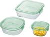 Iwaki Glass Storage Set of Pack Heat-Resistant Containers, Green, 3, & Microwave, PS-PRN-3G1