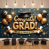Congrats Grad Banner Diploma Decoration Grad Photo Backdrop Graduation Display Star Pattern Graduation Decor Banner For Grad