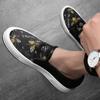 Luxury Fashion Designer New Arrival Men's Black Graffiti  Pattern Shoes Male Slip On Loafers Walking Sneakers Zapatos Hombre