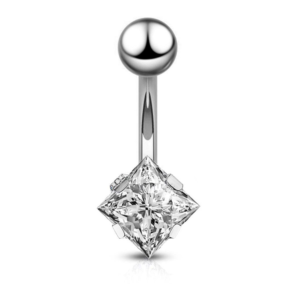 Peach Heart & Star Zircon Stainless Steel Belly Button Ring