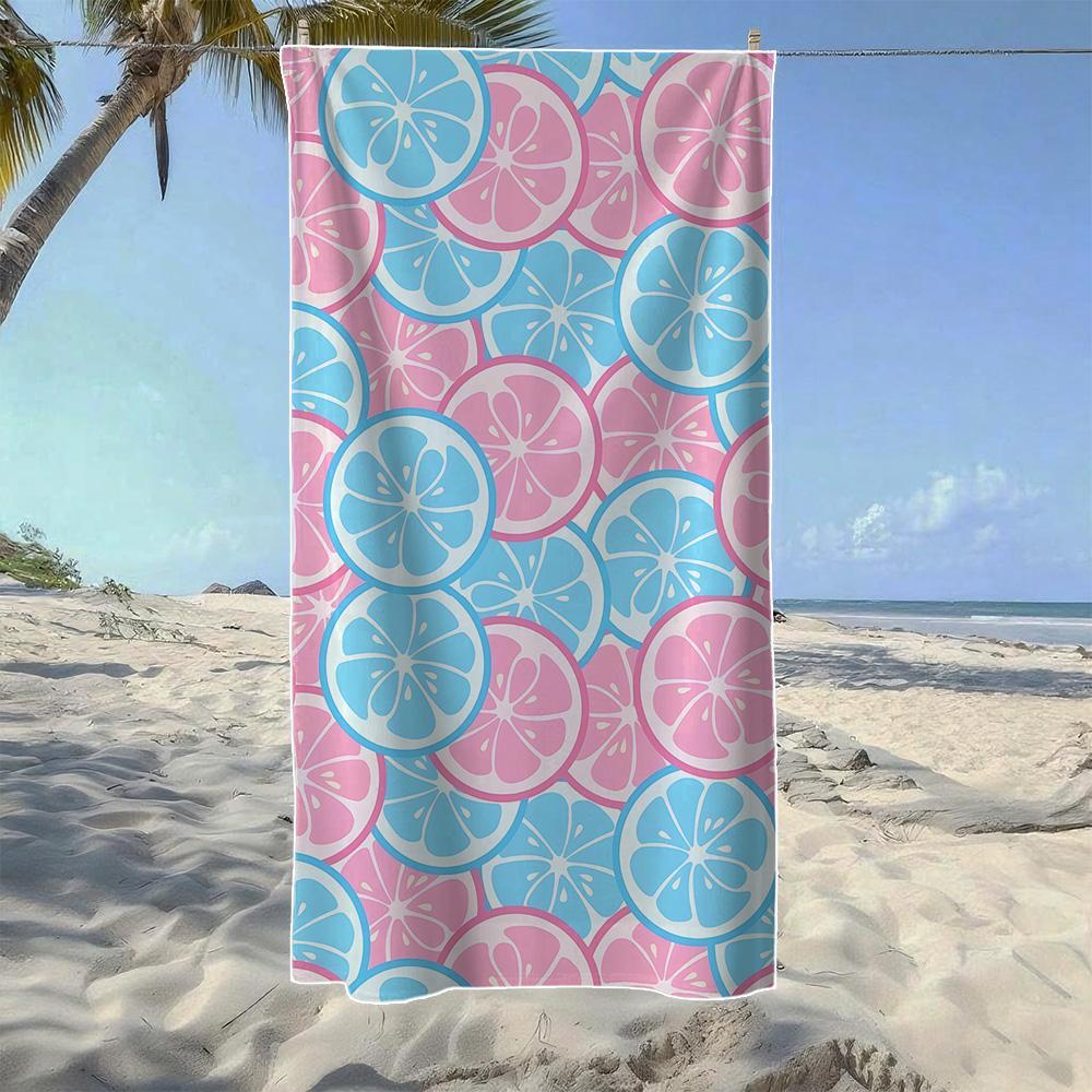

Tropical Fruit Mix & Icy Summer Pattern Beach Towel, Soft Durable Quick-Drying, Ideal For Summer Beach, Swimming & Camping W40*H60(CM)