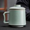 Dehua White Porcelain Office Tea Mug with Ceramic Infuser