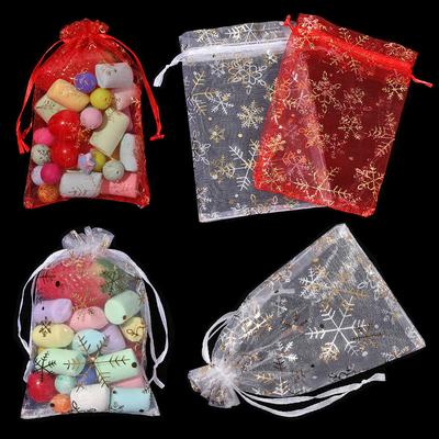 50pcs/lot Small Organza Bags Candy Jewelry Packaging Bags Wedding Decoration Christmas Gift Bag Pouches 7x9 9x12 10x15 13x18CM