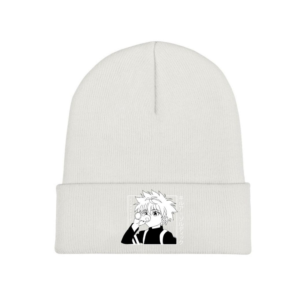Kawaii Hunter X Hunter Killua Zoldyck Pletená čepice pro ženy Unisex Skullies Čepice Zimní čepice HXH Anime Manga Casual Cap