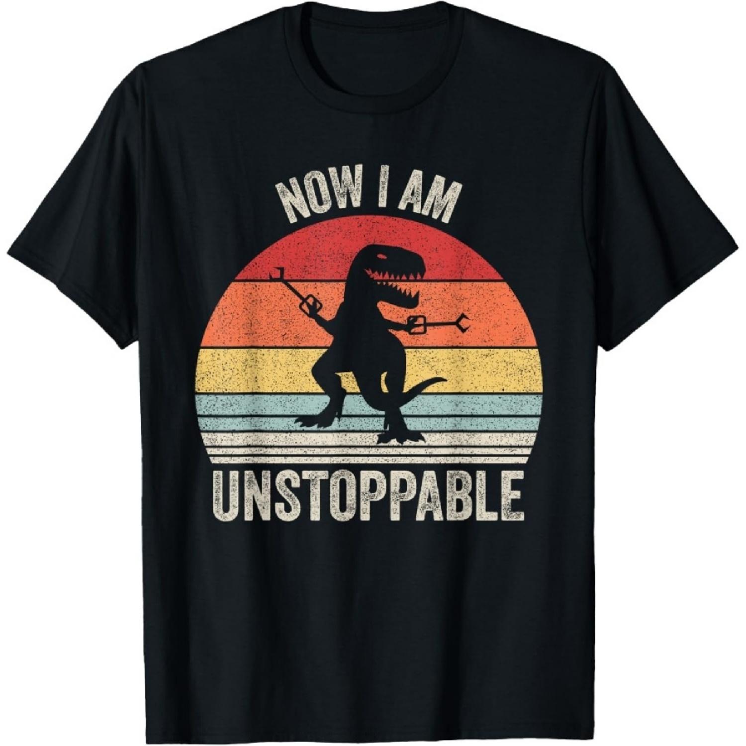 

Catch Some Rays Vintage Retro Now I Am Unstoppable Funny T-Rex T-Shirt S