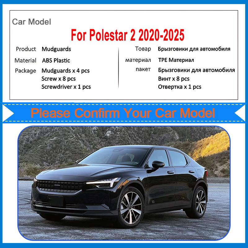 4 stuks Spatborden Voor Polestar 2 Onderdelen -2025 Anti-botsing Spatbord Anti-spat Modderklep Wielspatbord Auto Accessoires