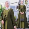 Middle Eastern Style Women's Color-Block Lace-Up Long-Sleeve Dress (2025)